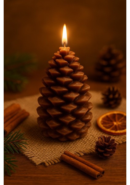 3’lü Yılbaşı Temalı Masa ve Ev Dekoru Noel Baba Kozalak ve Çam Ağacı Temalı Mum yılbaşı Hediye Seti