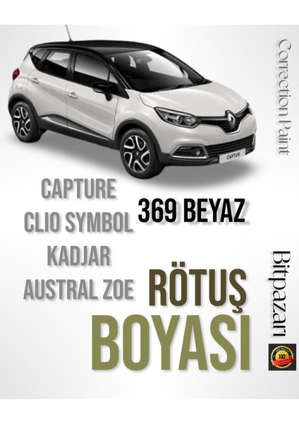 Renault 369 Uyumlu - Metalik Buz Beyazı - Profesyonel Rötüş Boyası - Taş Izi ve Çizik Giderici