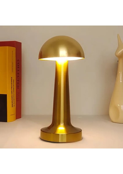 Forlife Dekoratif Şarjlı LED Mantar Masa Lambası Gold FL-8055 (5148)