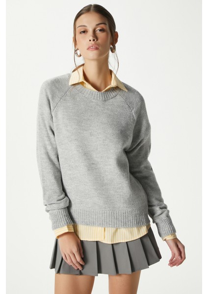 Mushy Gri Basic Triko Kazak