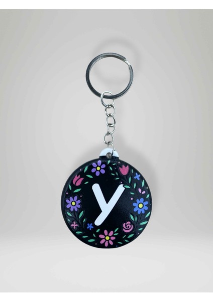 Y Harf Kişiye Özel Harfli Çiçek Desenli Plastik Anahtarlık Şişe Açacağı Hem Şık Hem Kullanışlı Hediye Seçeneği