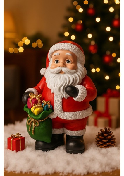 Noel Baba Figürlü yılbaşı Christmas Şık Renkli Dekoratif El Yapımı Süs polyester Hediye Biblo 25 cm