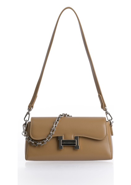 Şık Tasarım Uzun Askılı Zincir Detaylı Kadın Omuz Çantası 930405 Haki
