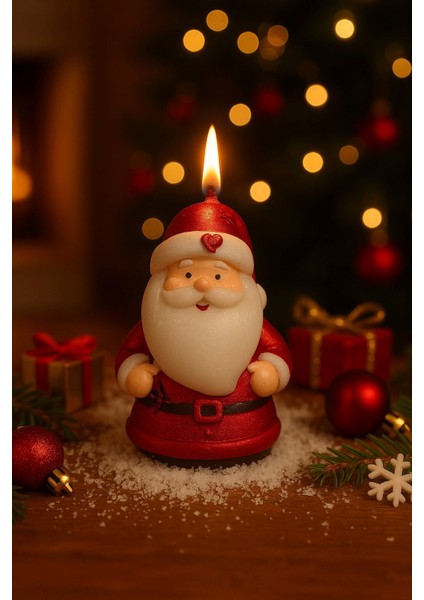 Yılbaşı Ortam Işığı Rustik Dekor Noel Baba Figürlü mum El Yapımı Doğal Noel Baba mum Hediye 9x6 cm modelleri
