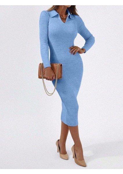 Kadın Siyah Triko Uzun Elbise