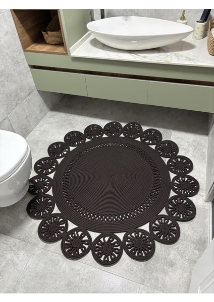 Buganvilla Antrasit Hasır Kordon Halat Jüt Çiçek Desenli El Dokuma Antre Yatak Odası Kilim Paspas fiyatları