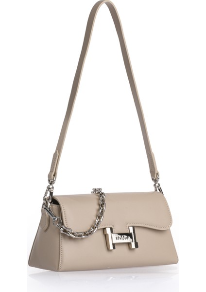 Şık Tasarım Uzun Askılı Zincir Detaylı Kadın Omuz Çantası 930405 Vizon fiyatları