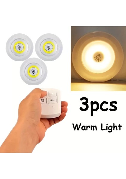 Uzaktan Kumandalı Yapışkanlı 3&amp;apos;lü LED Spot Lamba (5148)