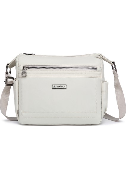 Su Geçirmez, Çok Cepli, Hafif, Kadın Omuz ve Çapraz Çanta BRC2141 Açık Bej