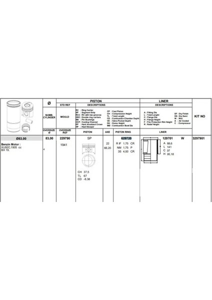 629720 Segman Olcu: Std 0615120050 (4 Adet Fiyatıdır)