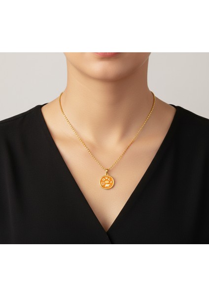 Yuvarlak 6 Figürlü Şans Kolyesi, Zincir ile Birlikte Gönderilir ve 3 Zincir Seçeneği