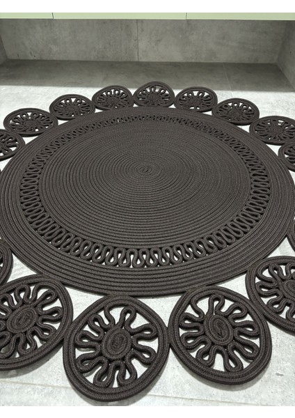 Buganvilla Antrasit Hasır Kordon Halat Jüt Çiçek Desenli El Dokuma Antre Yatak Odası Kilim Paspas modelleri