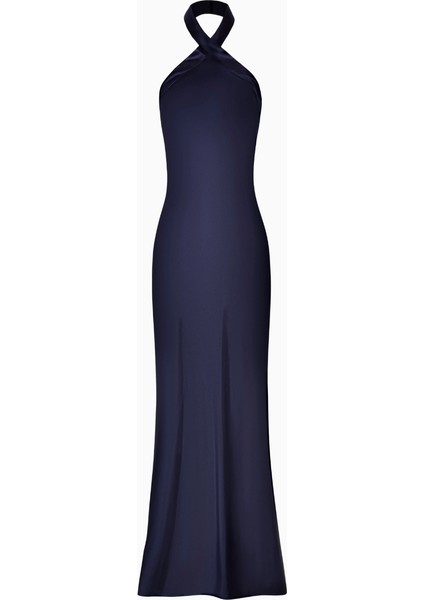 Satin Cross Strap Halter Gown Maxi Kadın Elbise fiyatları