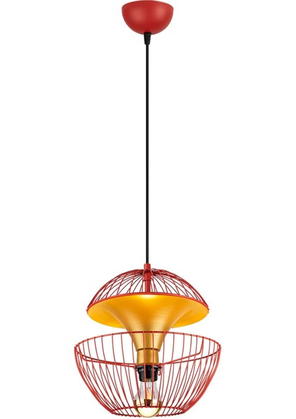 Telmander Geometrik Tel Sarkıt Avize Kırmızı,modern Art Deko Tasarım Tavan Aydınlatma TELMANDER11415