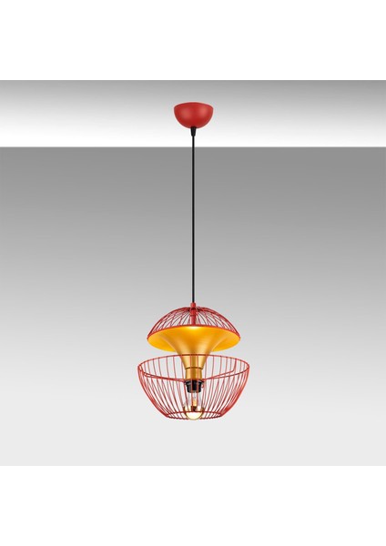 Telmander Geometrik Tel Sarkıt Avize Kırmızı,modern Art Deko Tasarım Tavan Aydınlatma TELMANDER11415 indirimleri