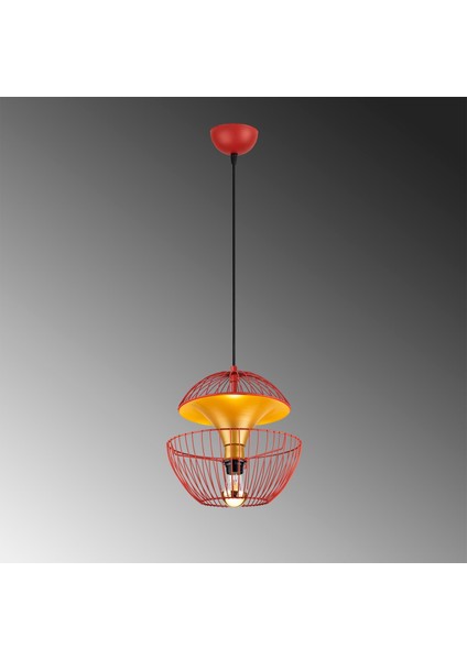 Telmander Geometrik Tel Sarkıt Avize Kırmızı,modern Art Deko Tasarım Tavan Aydınlatma TELMANDER11415