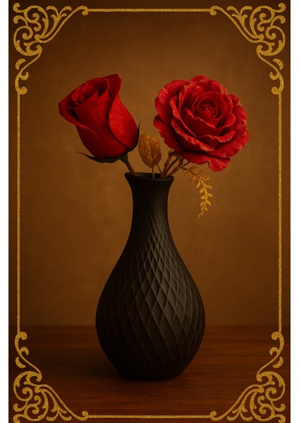 Modern Siyah Desenli Dekoratif Vazo - 18 cm | 3D Baskı Tasarım fiyatları