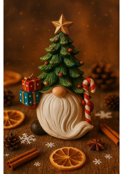 Noel Baba Sakallı Çam Ağacı Figürlü Yılbaşı Christmas El Yapımı Süs Polyester Hediye Biblo 19 cm fiyatları