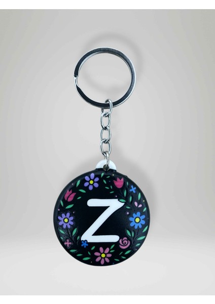 Z Harf Kişiye Özel Harfli Çiçek Desenli Plastik Anahtarlık Şişe Açacağı Hem Şık Hem Kullanışlı Hediye Seçeneği