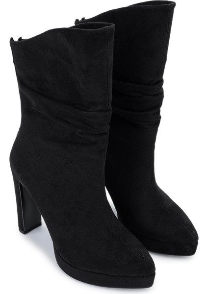 Kadın Suni Deri Siyah Süet Topuklu Bot 1065 605 Bn Bot SK25-26 Sıyah Suet fiyatları