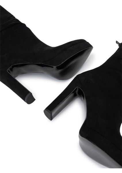 Kadın Suni Deri Siyah Süet Topuklu Bot 1065 605 Bn Bot SK25-26 Sıyah Suet indirimleri