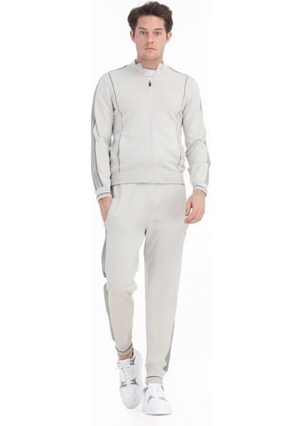 Bej Yarım Balıkçı Yaka Jakarlı Hırka