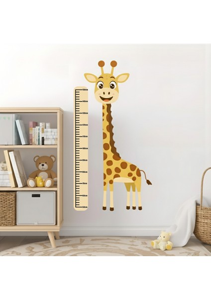 Blok Design Zürafa Desenli Boy Cetvelli Çocuk, Bebek Odası Sticker Seti Boy Cetveli