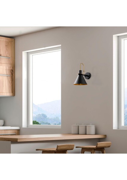 Arco Modern Metal Duvar Aplik Siyah, Iskandinav Tasarım Duvar Lambası ARCO-15040 fırsatları