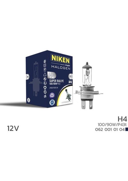 H4 100W/90W HALOJEN AMPUL P43T 125 (10 ADET)