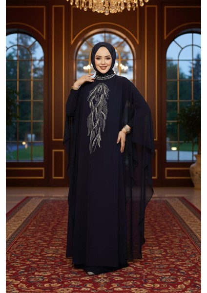 Panço Detaylı Lacivert Tesettür Abaya 25914L indirimleri
