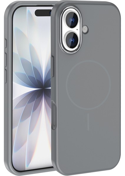 iPhone 17 Kılıf M-Safe Şarj Özellikli Metal Kamera Çerçeveli Btbm Edi Silikon Kapak - Titanyum-Gri