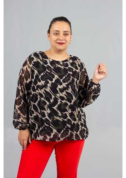 Büyük Beden Astarlı Şifon Bluz Zarif ve Rahat Günlük Şıklık