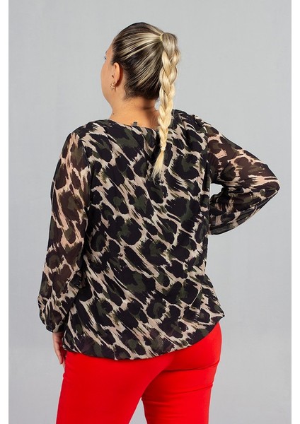 Büyük Beden Astarlı Şifon Bluz Zarif ve Rahat Günlük Şıklık fırsatları