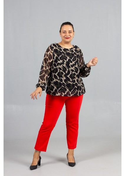 Büyük Beden Astarlı Şifon Bluz Zarif ve Rahat Günlük Şıklık indirimleri