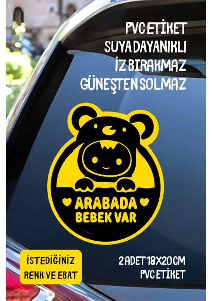 Arabada Bebek Var Araba-Motosiklet Cam Etiket Sticker - Unisex