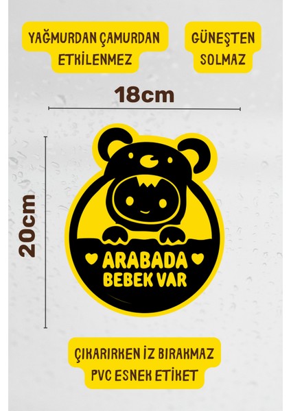 Arabada Bebek Var Araba-Motosiklet Cam Etiket Sticker - Unisex fiyatları