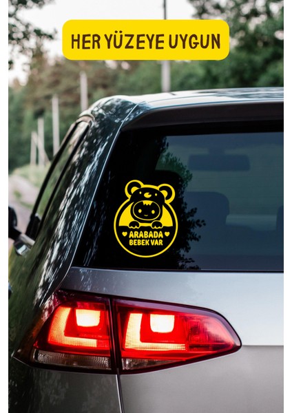 Arabada Bebek Var Araba-Motosiklet Cam Etiket Sticker - Unisex modelleri