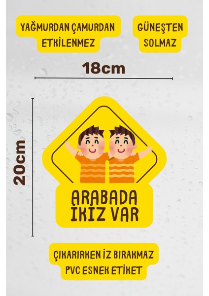 Arabada Ikiz Bebek Var Araba-Motosiklet Cam Etiket Sticker - Erkek fiyatları
