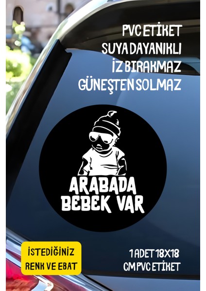 Arabada Bebek Var Araba-Motosiklet Cam Etiket Sticker - Erkek