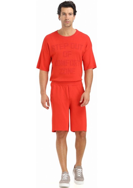 Turuncu Düz Örme Regular Fit Spor Bermuda indirimleri
