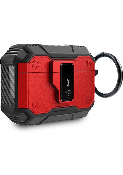 Apple Airpods Pro 3 Uyumlu Karbonfiber Dokulu Darbe Emici Airbag Korumalı Tpu Zırh Kılıf