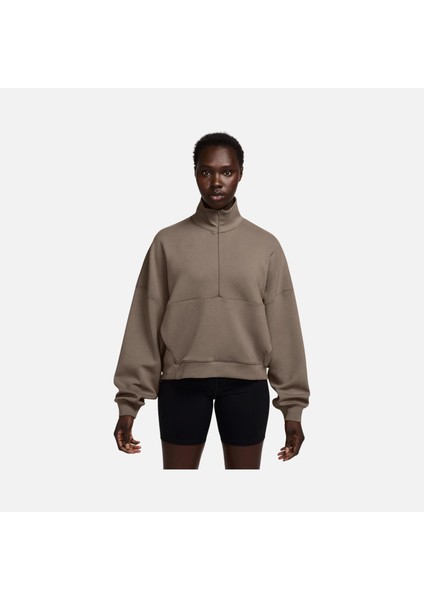 24.7 Dri-Fit Half-Zip Soft Knit Training Kahverengi Oversize Bol Kesim Sweatshirt -HQ8188-233 fırsatları