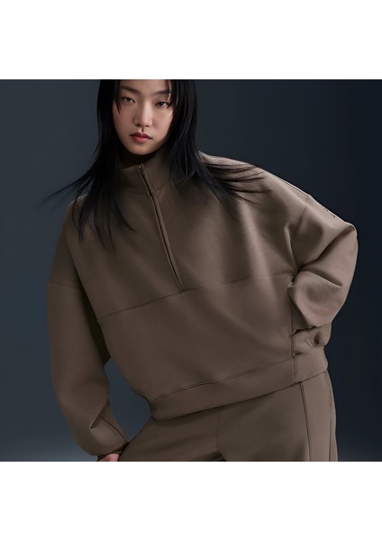 24.7 Dri-Fit Half-Zip Soft Knit Training Kahverengi Oversize Bol Kesim Sweatshirt -HQ8188-233