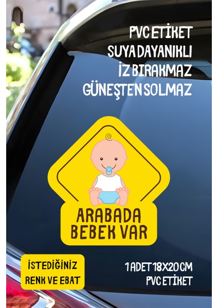Arabada Bebek Var Araba-Motosiklet Cam Etiket Sticker - Erkek