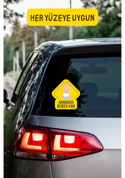 Arabada Bebek Var Araba-Motosiklet Cam Etiket Sticker - Erkek modelleri