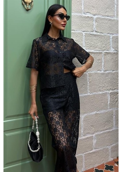 Pantolonu Astarlı Dantel Ikili Takım 10119 fiyatları