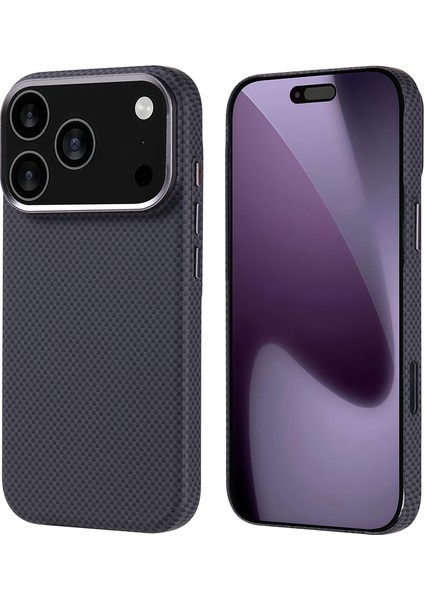 iPhone 17 Pro Kılıf M-Safe Şarj Özellikli Karbon Fiber Görünümlü Ecrz Nekst Kapak - Siyah