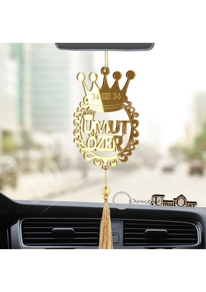 Kişiye Özel (Anahtarlıklı) Plakalı Pleksi Araba Dikiz Aynası Süsü