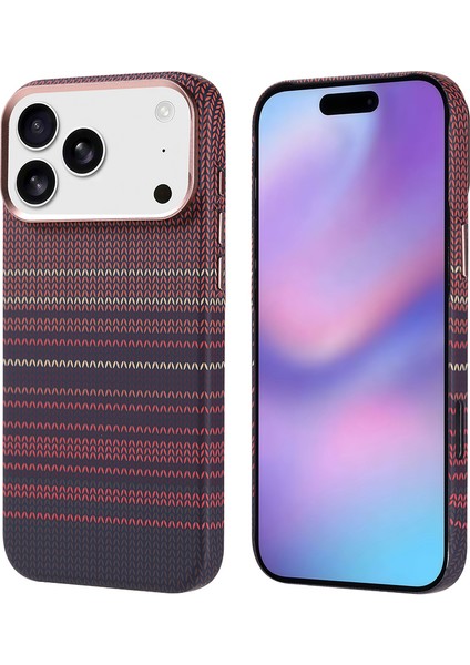 iPhone 17 Pro Max Kılıf M-Safe Şarj Özellikli Karbon Fiber Görünümlü Ecrz Nekst Kapak - Kırmızı