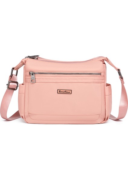 Su Geçirmez, Çok Cepli, Hafif, Kadın Omuz ve Çapraz Çanta BRC2141 Pudra